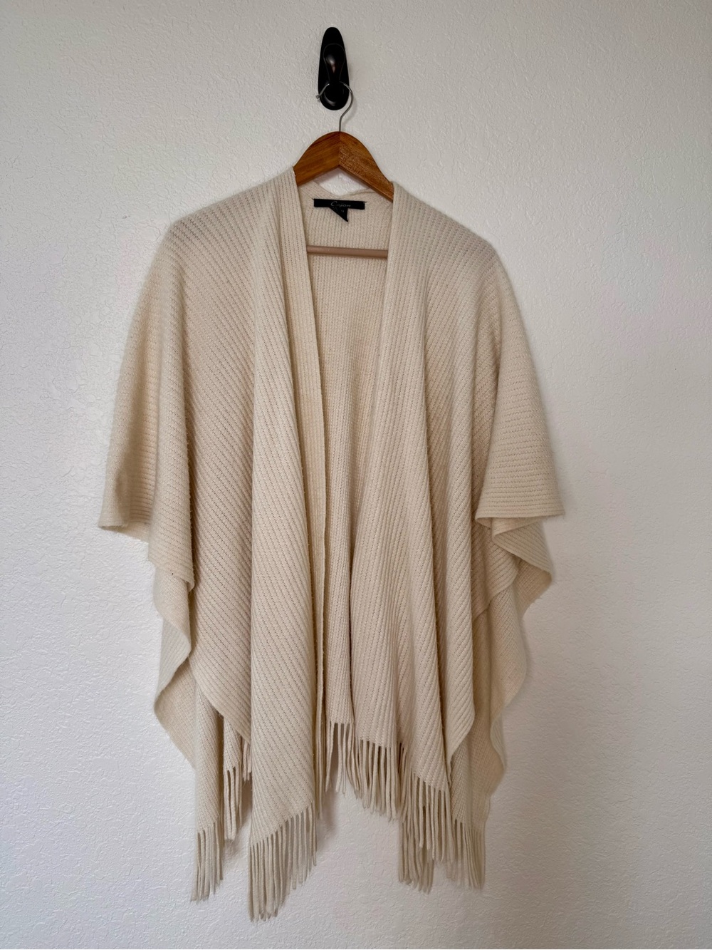Cejon Cream Open Knit Fringe Wrap
